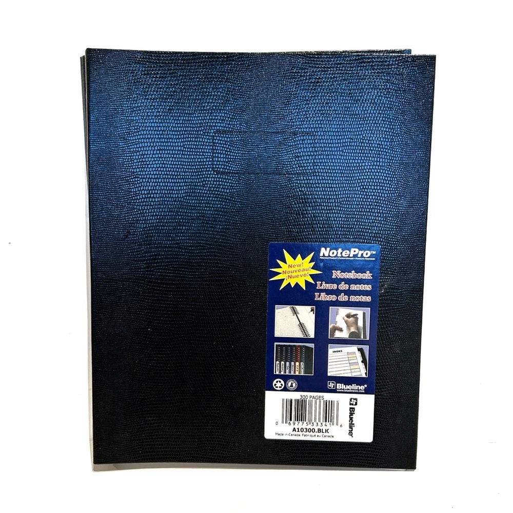 Notepro Black Hardcover Wire bound Notebook Planner Lined Paper Tabs 300 Pages